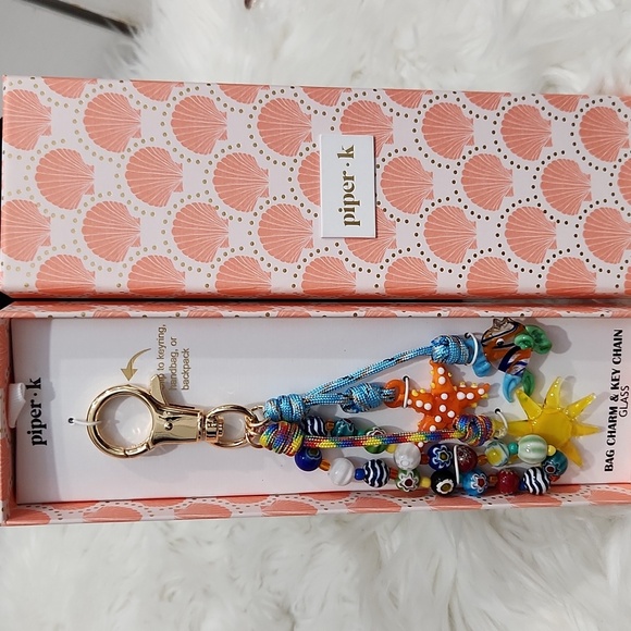 🔹️Piper K 🔹️beautiful  Beaded Sea And Sun Glass Keychain bag charm Key Chain - Picture 2 of 7